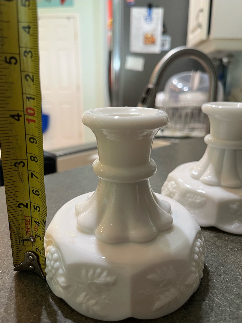 White Milk Glass Decorative Candle 2 Holders Classic Home Accents